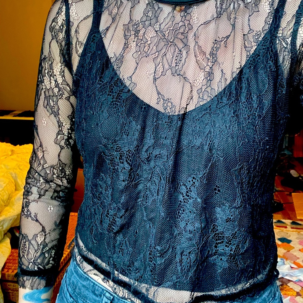 Black lace blouse S - free press